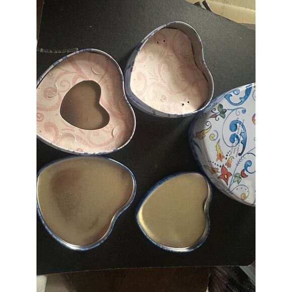 Brighton Decorative Tin Set Collectible Blue Heart & watch Storage Boxes Design - Picture 10 of 11